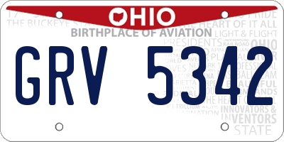 OH license plate GRV5342