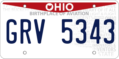 OH license plate GRV5343