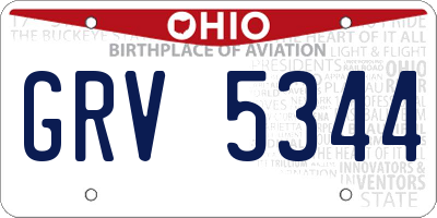 OH license plate GRV5344