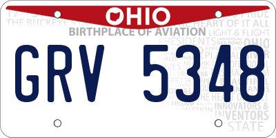 OH license plate GRV5348