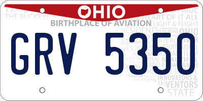 OH license plate GRV5350
