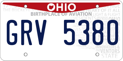 OH license plate GRV5380