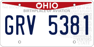 OH license plate GRV5381