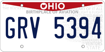 OH license plate GRV5394