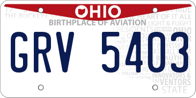 OH license plate GRV5403