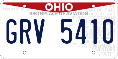 OH license plate GRV5410