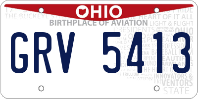 OH license plate GRV5413