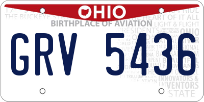 OH license plate GRV5436