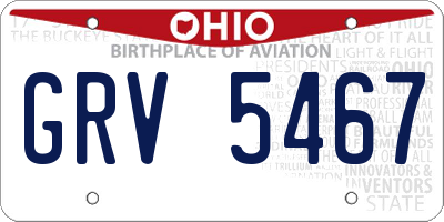 OH license plate GRV5467
