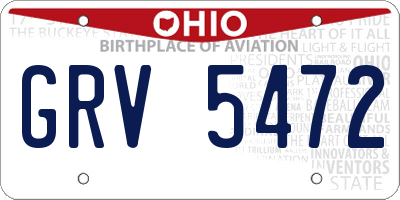 OH license plate GRV5472