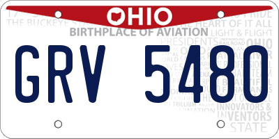 OH license plate GRV5480