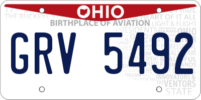 OH license plate GRV5492
