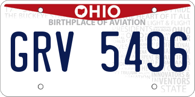 OH license plate GRV5496