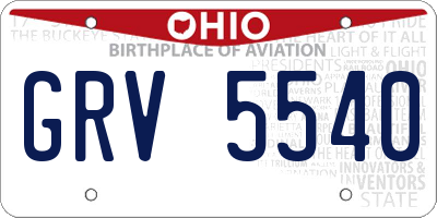 OH license plate GRV5540