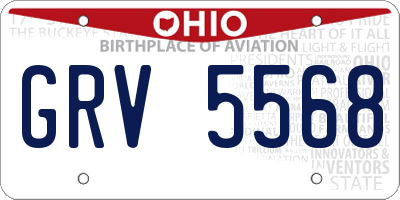 OH license plate GRV5568