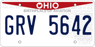 OH license plate GRV5642