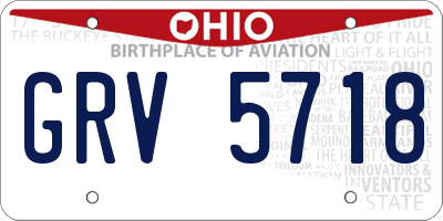 OH license plate GRV5718