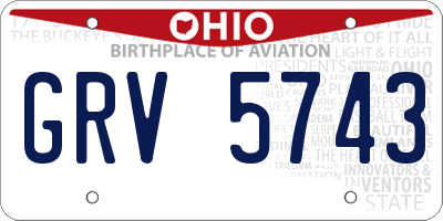 OH license plate GRV5743