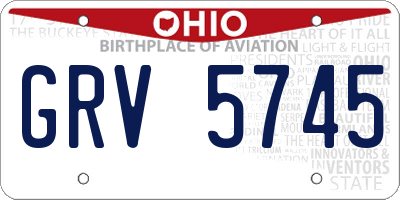 OH license plate GRV5745