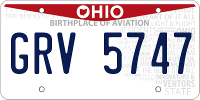 OH license plate GRV5747