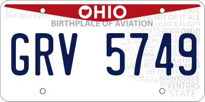 OH license plate GRV5749
