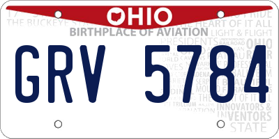OH license plate GRV5784
