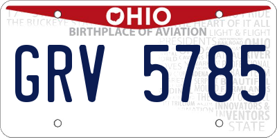 OH license plate GRV5785