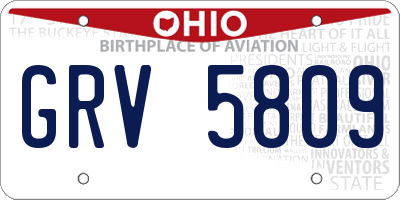 OH license plate GRV5809