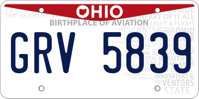OH license plate GRV5839