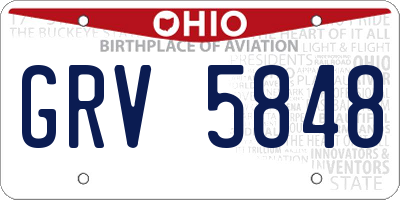 OH license plate GRV5848