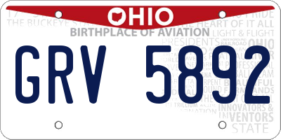 OH license plate GRV5892
