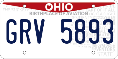 OH license plate GRV5893