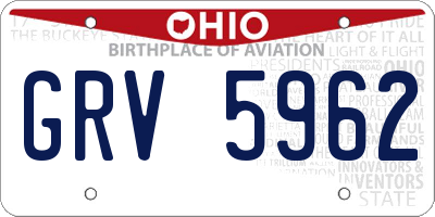 OH license plate GRV5962