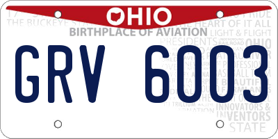OH license plate GRV6003