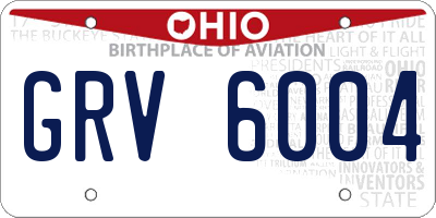 OH license plate GRV6004
