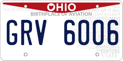 OH license plate GRV6006