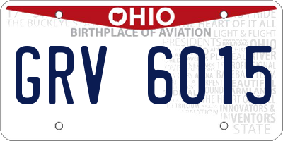 OH license plate GRV6015
