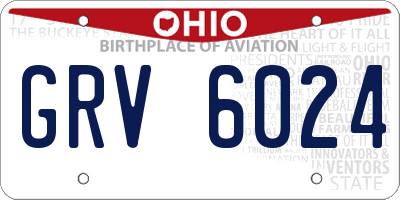 OH license plate GRV6024