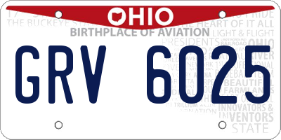 OH license plate GRV6025