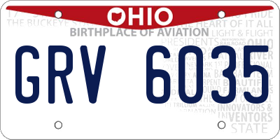 OH license plate GRV6035