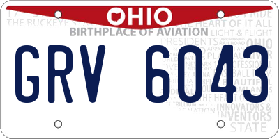 OH license plate GRV6043