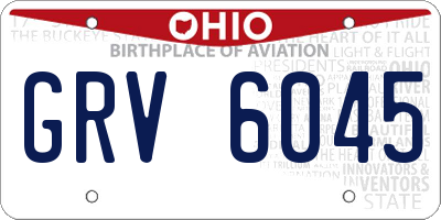 OH license plate GRV6045