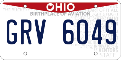 OH license plate GRV6049