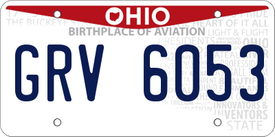 OH license plate GRV6053