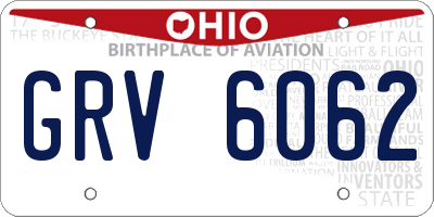 OH license plate GRV6062