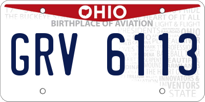 OH license plate GRV6113