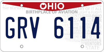 OH license plate GRV6114