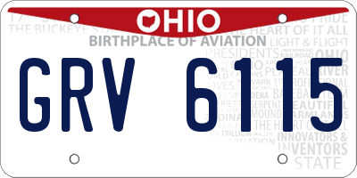 OH license plate GRV6115