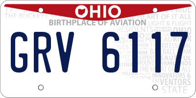 OH license plate GRV6117