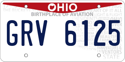 OH license plate GRV6125
